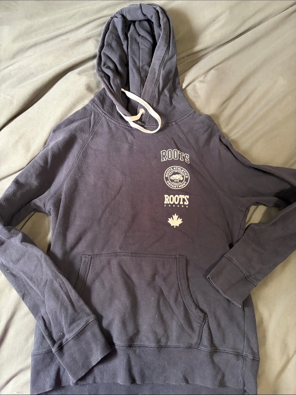 Roots Navy Pullover Hoodie with White Accents